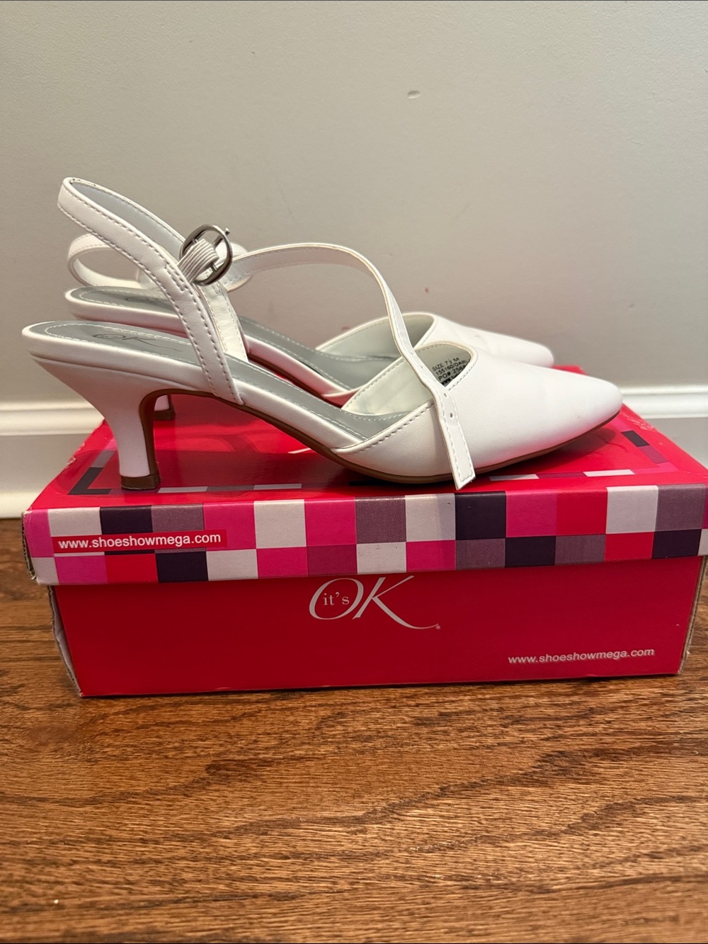 Slingback Pointed-Toe Heels in White